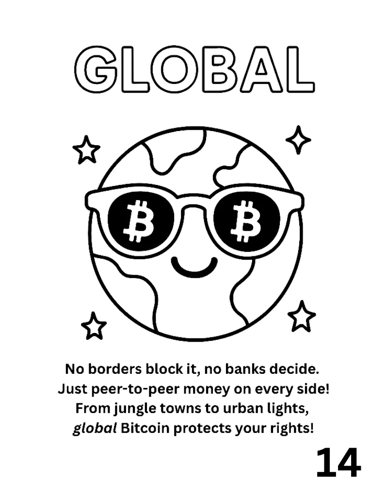 Global coloring illustration from The Bitcoin Coloring Book